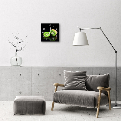 Glass Wall Clock Kiwi Fruit Black