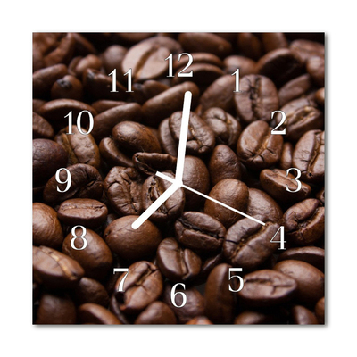 Glass Wall Clock Coffee Beans Food and Drinks Brown