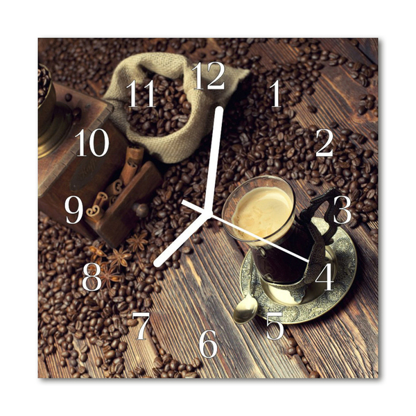 Glass Wall Clock Coffee Food and Drinks Brown