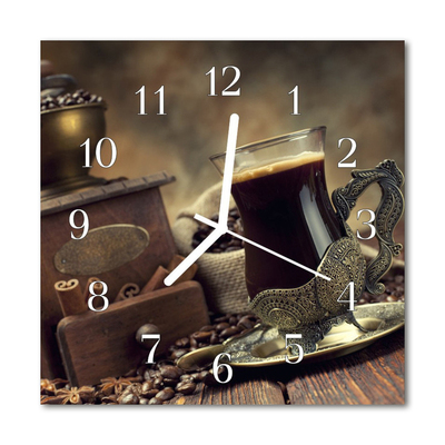 Glass Wall Clock Coffee Food and Drinks Brown