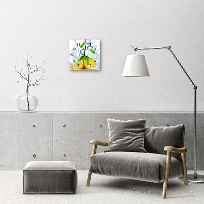 Glass Wall Clock Lemon fruit yellow