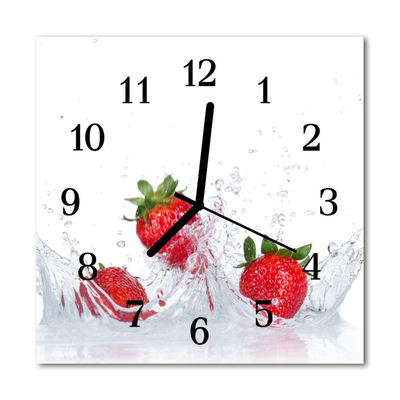 Glass Wall Clock Strawberry fruit white