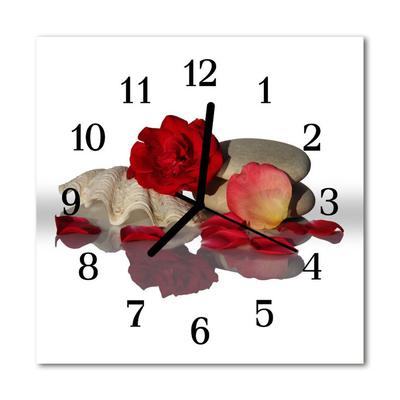 Glass Wall Clock Rose shell nature white