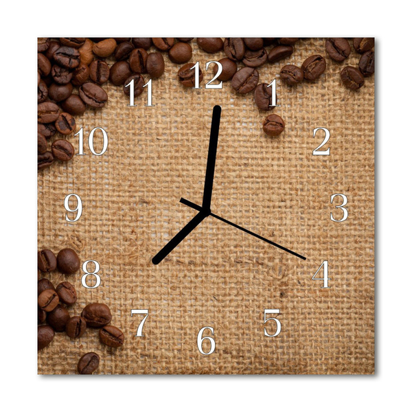 Glass Wall Clock Coffee Beans Food and Drinks Brown