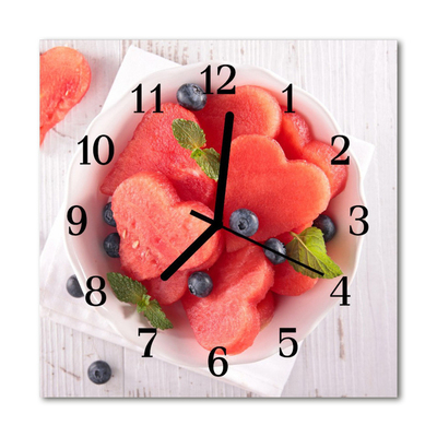 Glass Wall Clock Watermelon heart fruit red