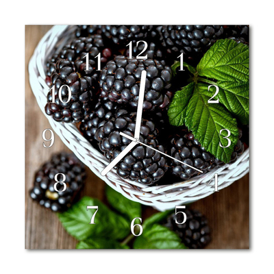 Glass Wall Clock Blackberries Fruit Purple