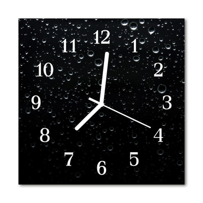 Glass Wall Clock Drops Nature Black