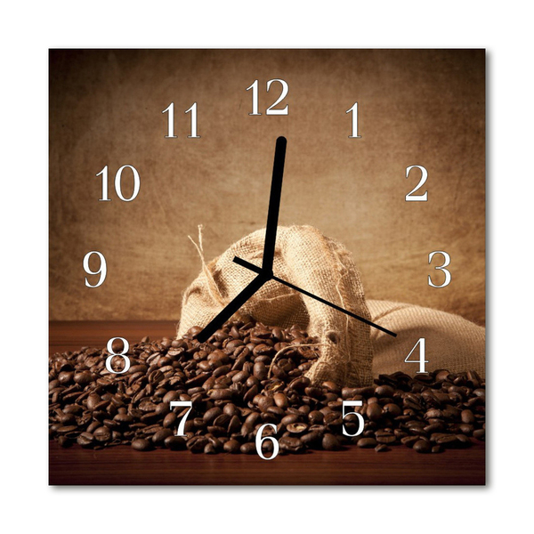 Glass Wall Clock Coffee Food and Drinks Brown