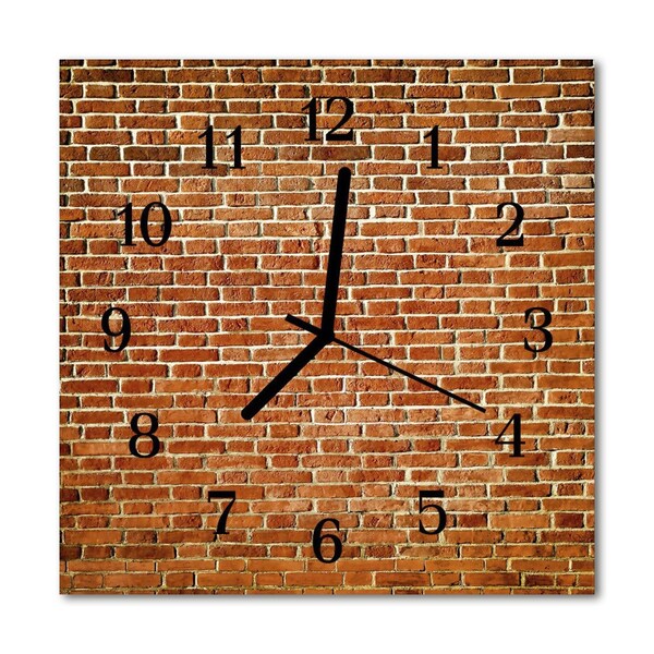 Glass Wall Clock Brick architecture red