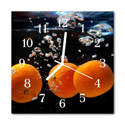 Glass Wall Clock Oranges Fruit Orange