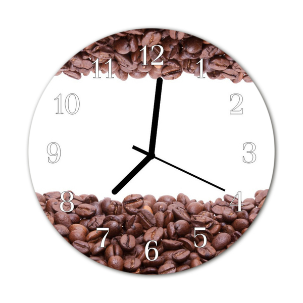 Glass Kitchen Clock Coffee Beans Kitchen Brown