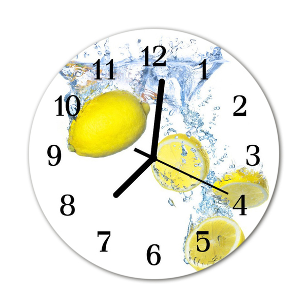 Glass Kitchen Clock Lemons kitchen yellow