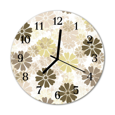 Glass Kitchen Clock Flowers art flowers & plants beige