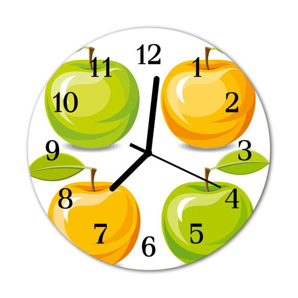 Glass Kitchen Clock Apples kitchen orange, green