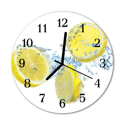 Glass Kitchen Clock Lemons kitchen yellow