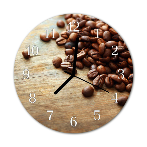 Glass Kitchen Clock Coffee Beans Kitchen Brown