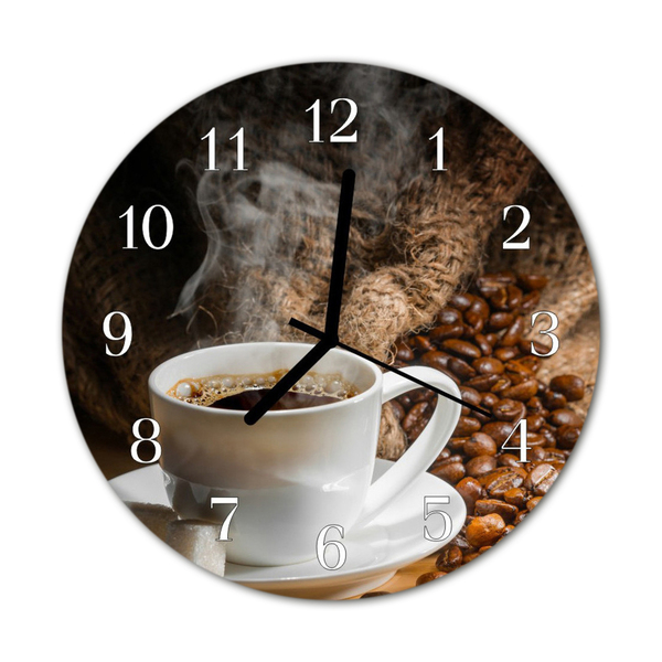 Glass Kitchen Clock Coffee Kitchen Brown