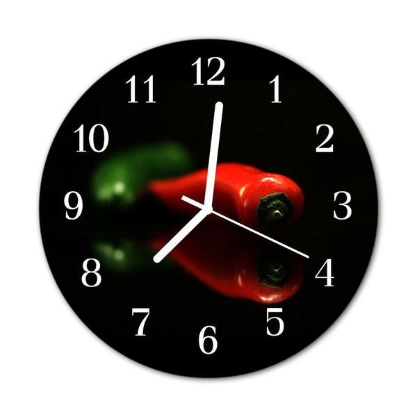 Glass Kitchen Clock Paprika Food and Drinks Red