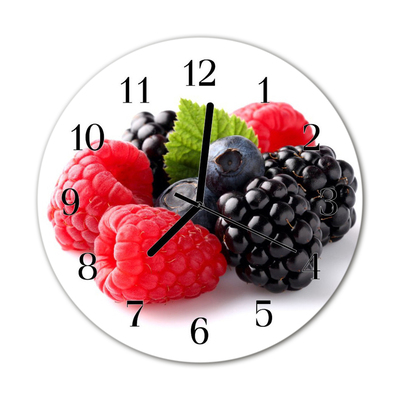 Glass Kitchen Clock Berry food and drinks red, black