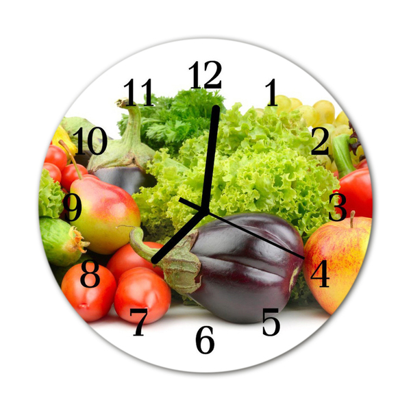 Glass Kitchen Clock Vegetables kitchen multi-coloured
