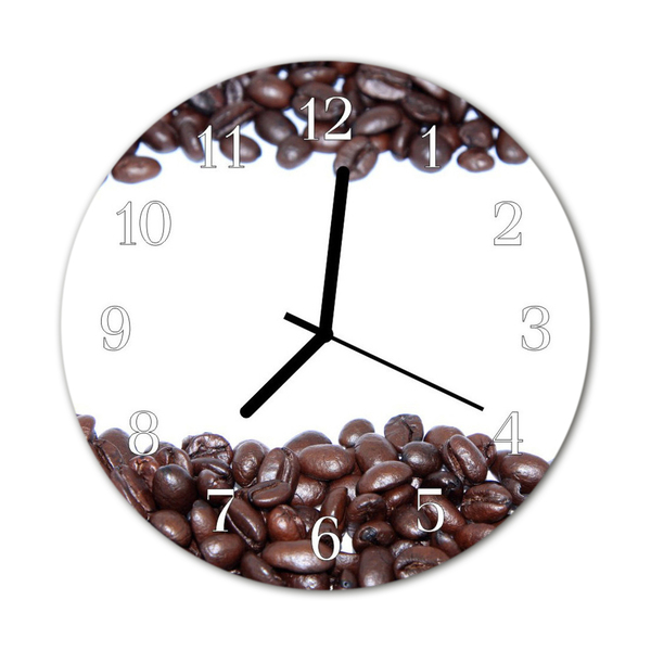 Glass Kitchen Clock Coffee Beans Kitchen Brown