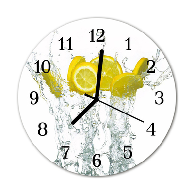 Glass Kitchen Clock Lemons water kitchen yellow