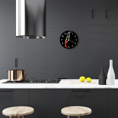 Glass Kitchen Clock Chilli Kitchen Red