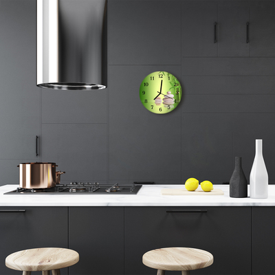 Glass Kitchen Clock Zen stones health green