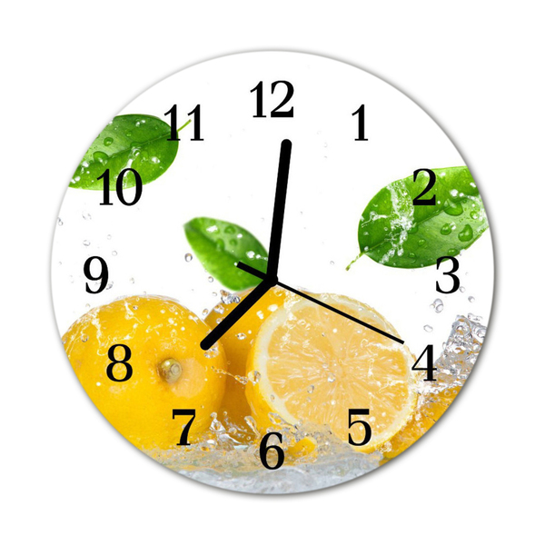 Glass Kitchen Clock Lemon food and drinks yellow