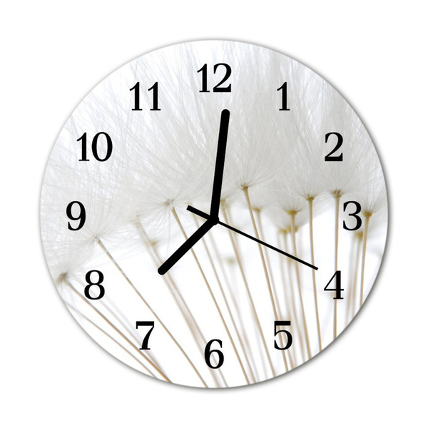 Glass Kitchen Clock Dandelion flowers & plants white