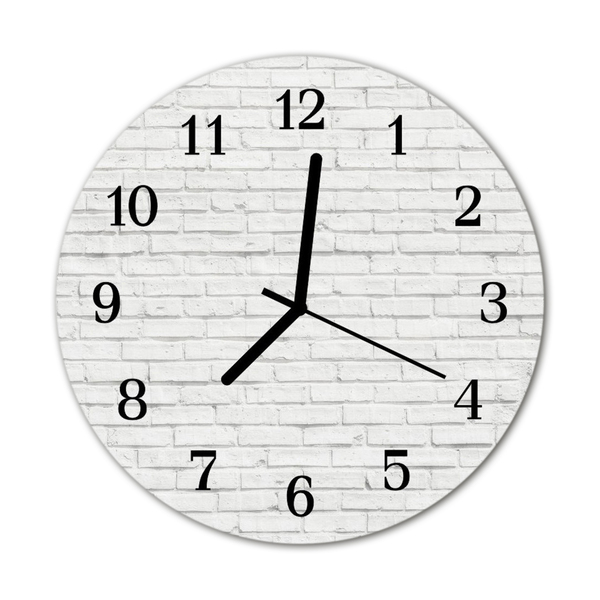 Glass Kitchen Clock Brick wall architecture white