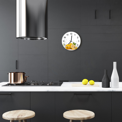 Glass Kitchen Clock Lemons kitchen yellow