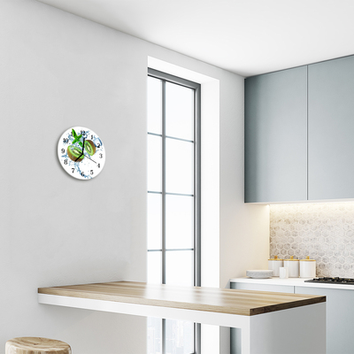 Glass Kitchen Clock Kiwi food and drinks green