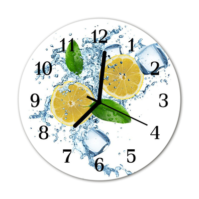 Glass Kitchen Clock Lemon food and drinks yellow