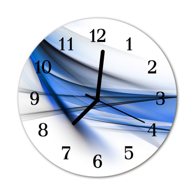 Glass Kitchen Clock Abstract lines art blue