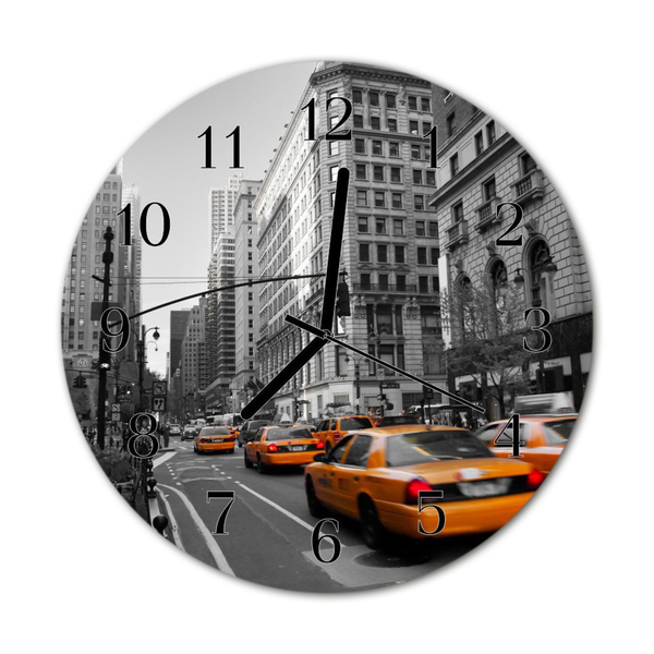 Glass Kitchen Clock Taxi new york city yellow