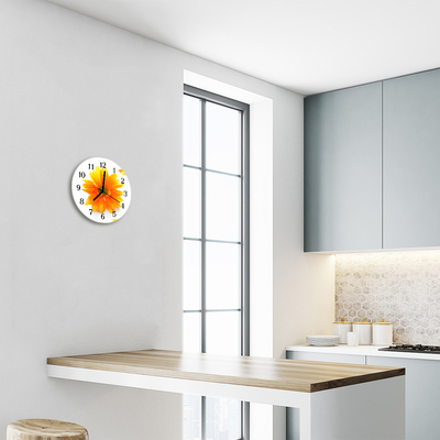 Glass Kitchen Clock Flower flowers & plants orange