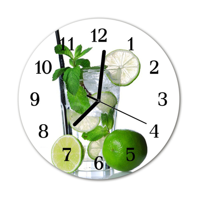 Glass Kitchen Clock Lime mint kitchen green