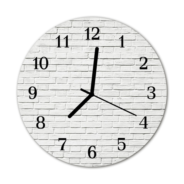 Glass Kitchen Clock Brick wall architecture white