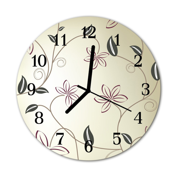 Glass Kitchen Clock Flowers art flowers & plants beige