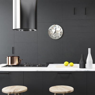 Glass Kitchen Clock Stones health grey