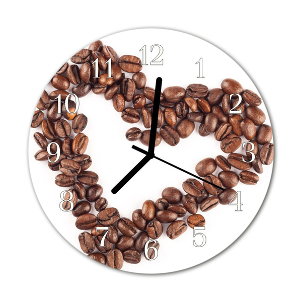 Glass Kitchen Clock Coffee Beans Kitchen Brown