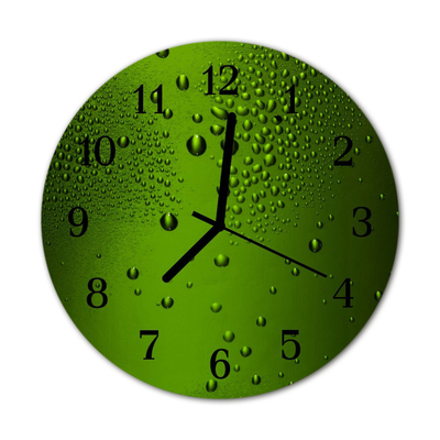 Glass Kitchen Clock Waterdrop nature green