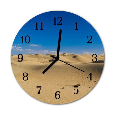 Glass Kitchen Clock Desert landscape beige, blue