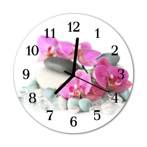 Glass Kitchen Clock Orchids flowers & plants pink