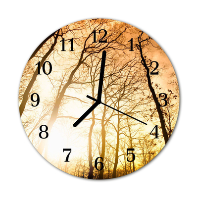 Glass Kitchen Clock Trees nature beige