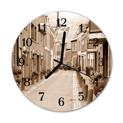 Glass Kitchen Clock Alley city sepia