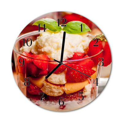 Glass Kitchen Clock Fruit kitchen red