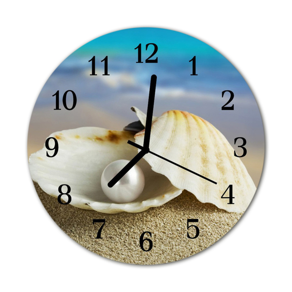 Glass Kitchen Clock Shells pearl nature multi-coloured