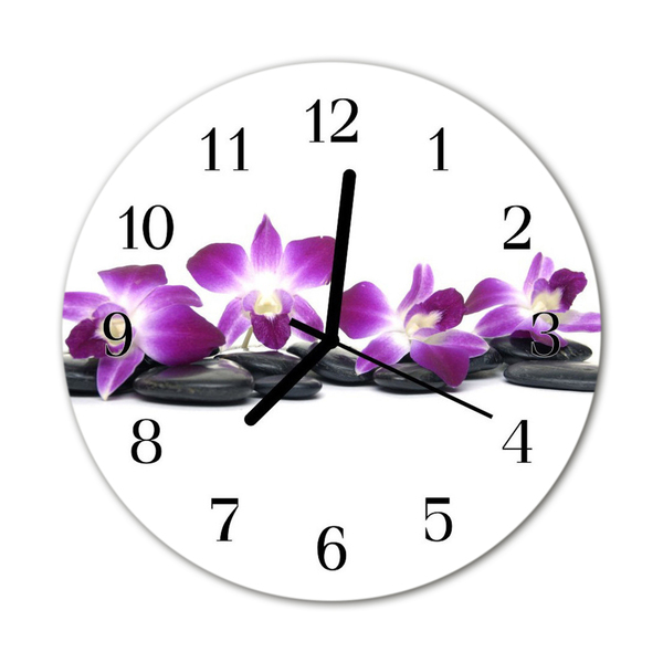 Glass Kitchen Clock Orchid flowers & plants purple